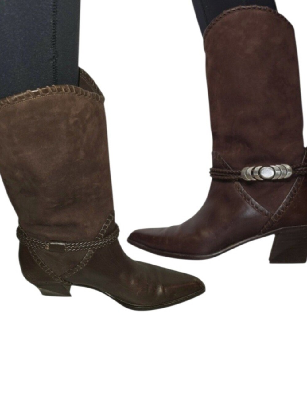 Via Spiga Brown Suede Leather Western Boots Size 9.5